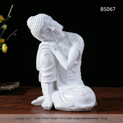 Resin Zen Buddha Garden Statue – Indoor & Outdoor Asian Home Decor - White Sitting Buddha - Garden Statues