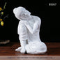 Resin Zen Buddha Garden Statue – Indoor & Outdoor Asian Home Decor - White Sitting Buddha - Garden Statues