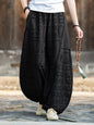 Raw-Edged Linen Meditation Bloomers – Natural Pants for Practice & Everyday Wear - Black Free Size - Pants