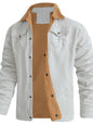 Men's Full Size Sherpa Lined Long Sleeve Jacket Plus Size - Off-white -