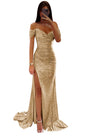 Glimmering Gold Mermaid Sequin Prom Gown - Gold 16 - dress