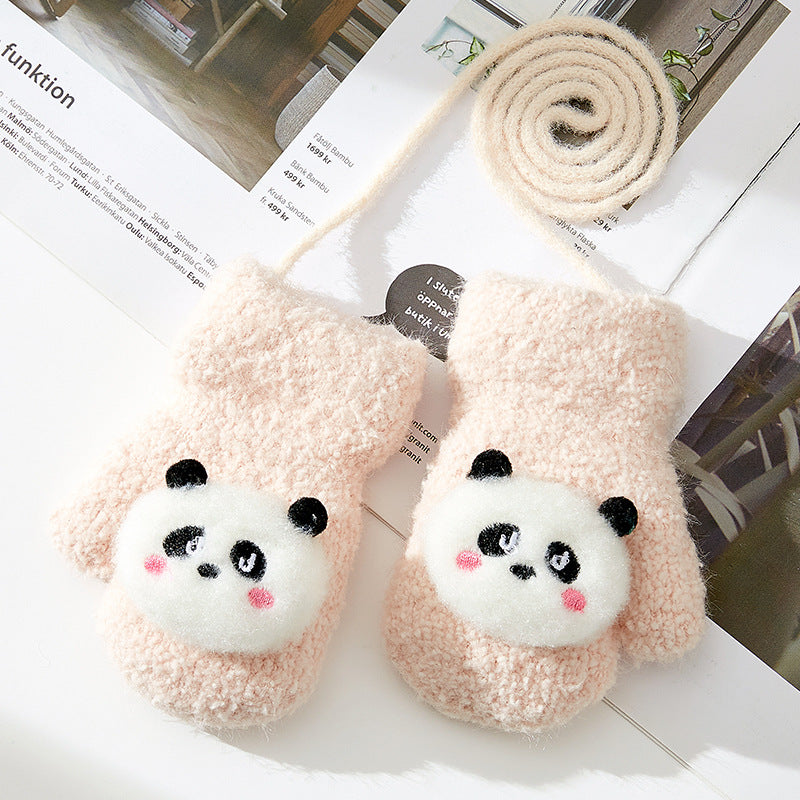 Cute Cartoon Baby Winter Mittens - Pink Free Size - mittens