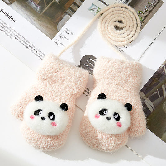 Cute Cartoon Baby Winter Mittens - Pink Free Size - mittens