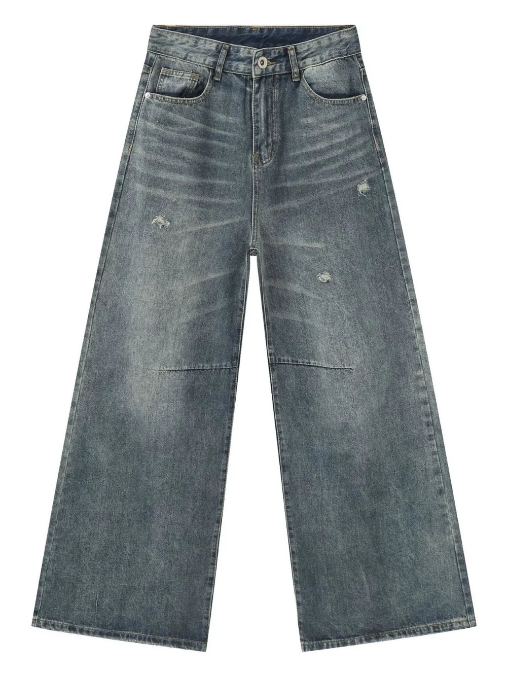 Men's Distressed Wide Leg Jeans - -