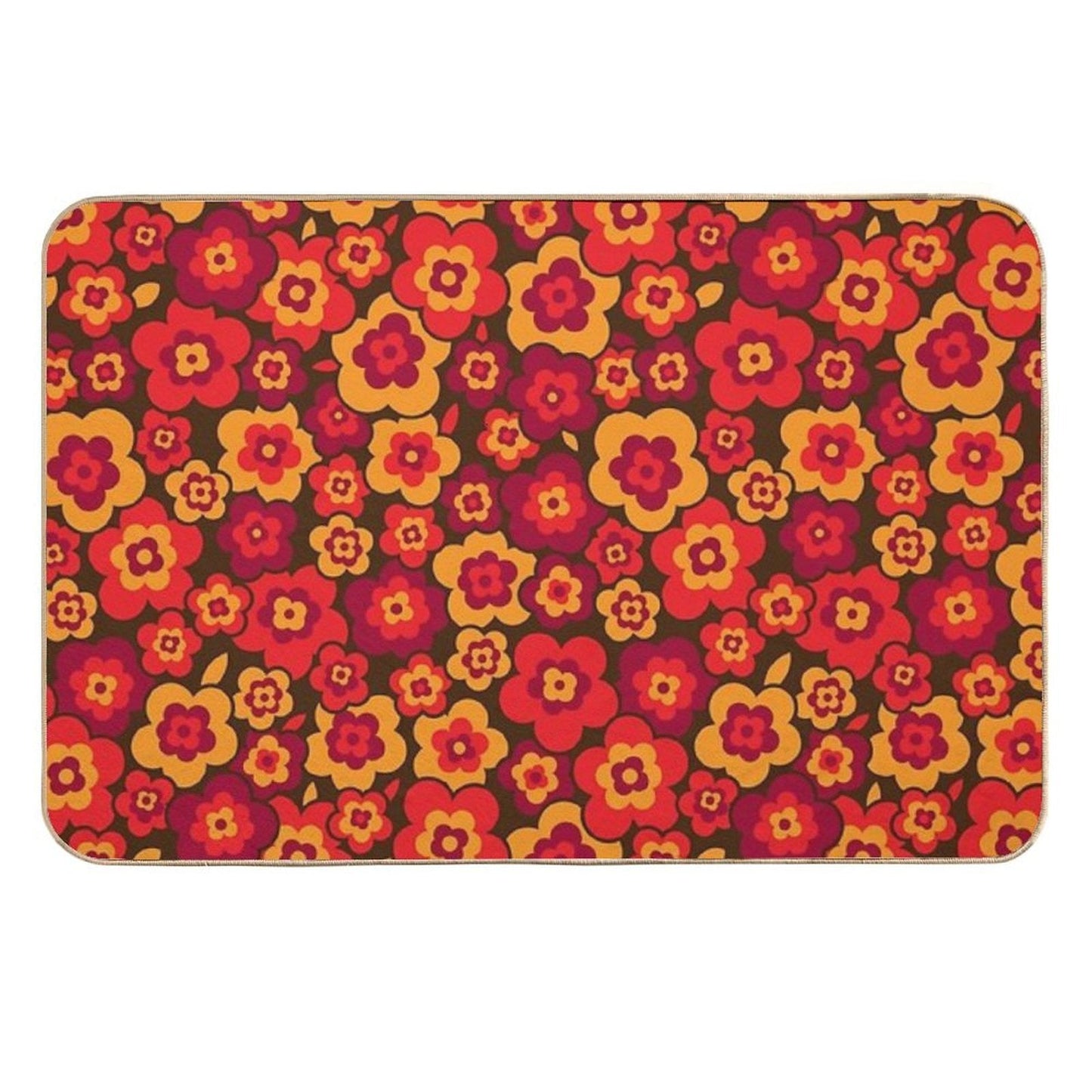 Retro Vintage Orange Poppies Anti-Trip Bath Mat - - Bath Mats & Rugs