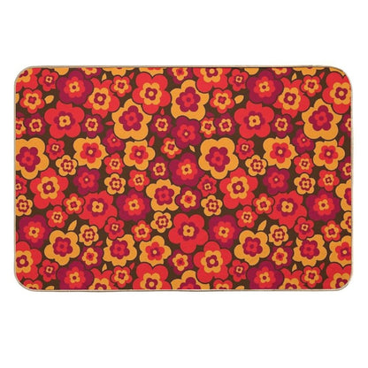 Retro Vintage Orange Poppies Anti-Trip Bath Mat - - Bath Mats & Rugs