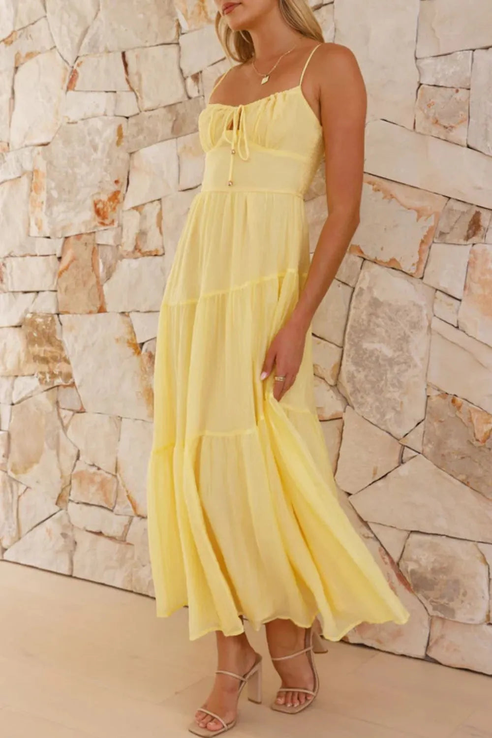 Ruched Smocked Back Cami Dress - -