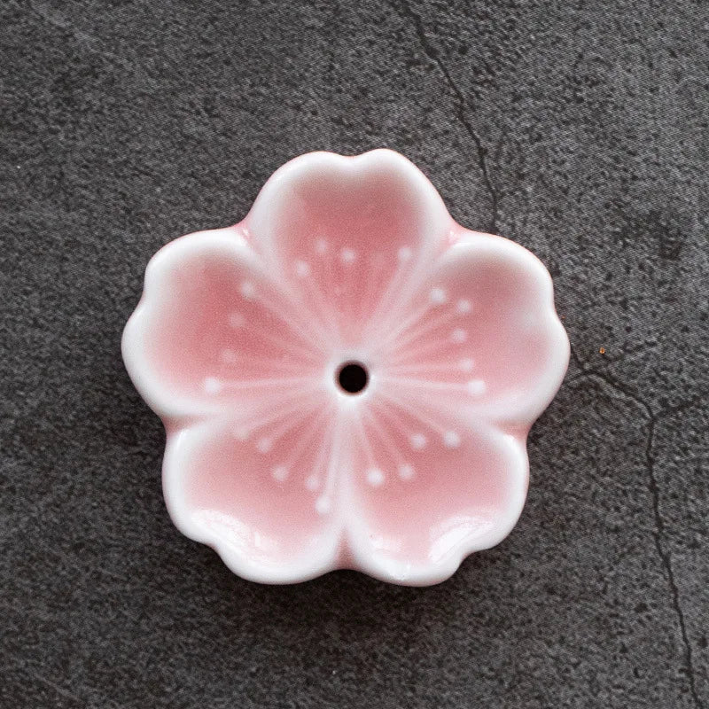 Cherry Blossom Incense Burner Home Ceramic Decor Stick Holder Aromatherapy