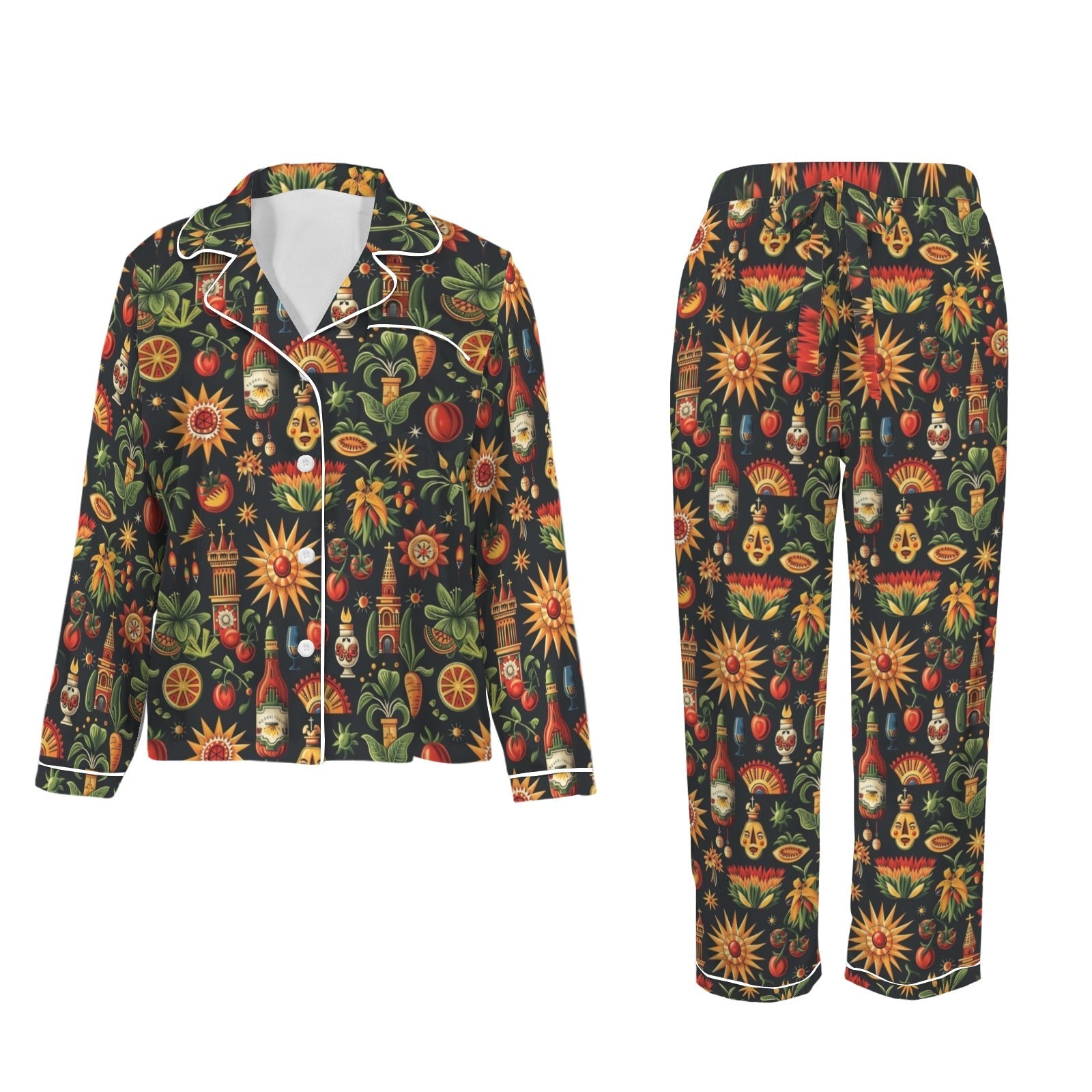 Baha Ranch Colores De Mexico - Mexican Culture Satin Pajamas - - Pajama Sets