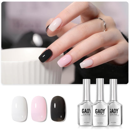 GAOY Gel Nail Polish Kit 3 Colors 16ml Jelly Black White Pink Soak Off UV Gel Polish Set - - gel polish