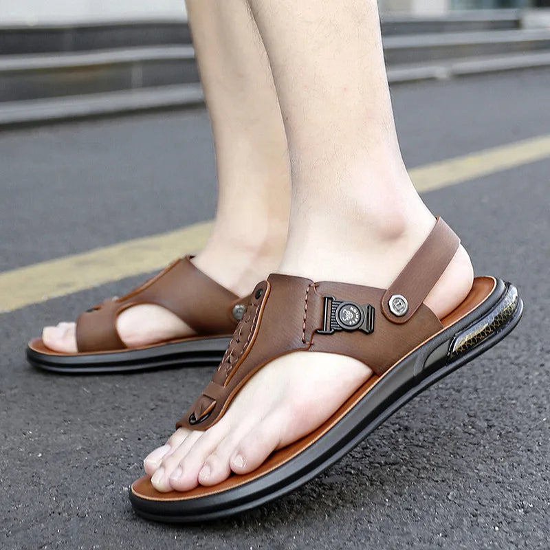 Leather Slippers Slide Sandal Plus Size Summer Men's Sandals