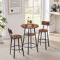 Rustic Brown Round Bar Stool Set with Shelves - Rustic Brown - dining set
