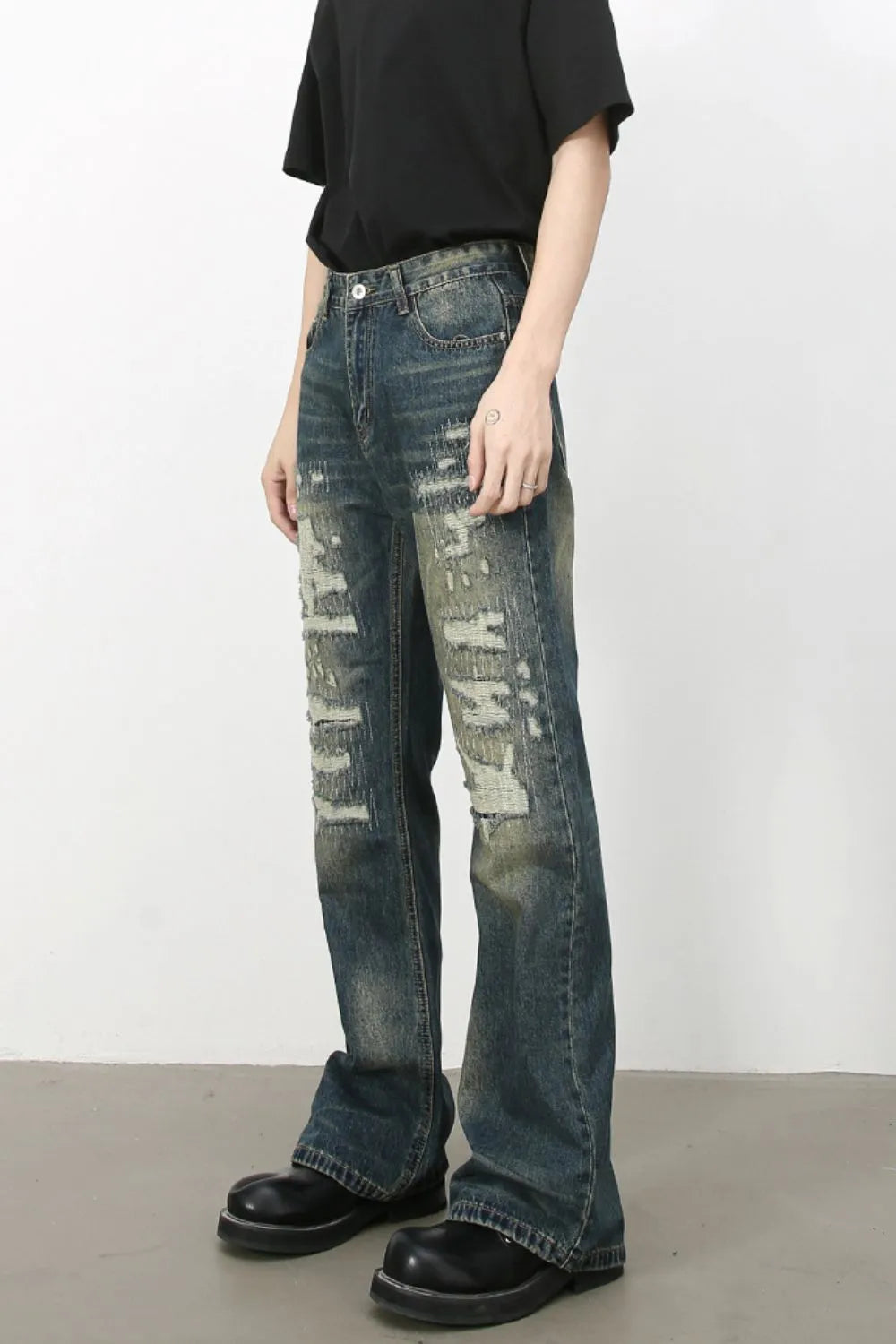 Men's Distressed Jeans - -