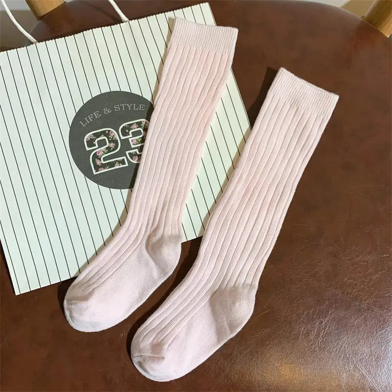 Baby Over the Knee Cotton Crew Socks light pink