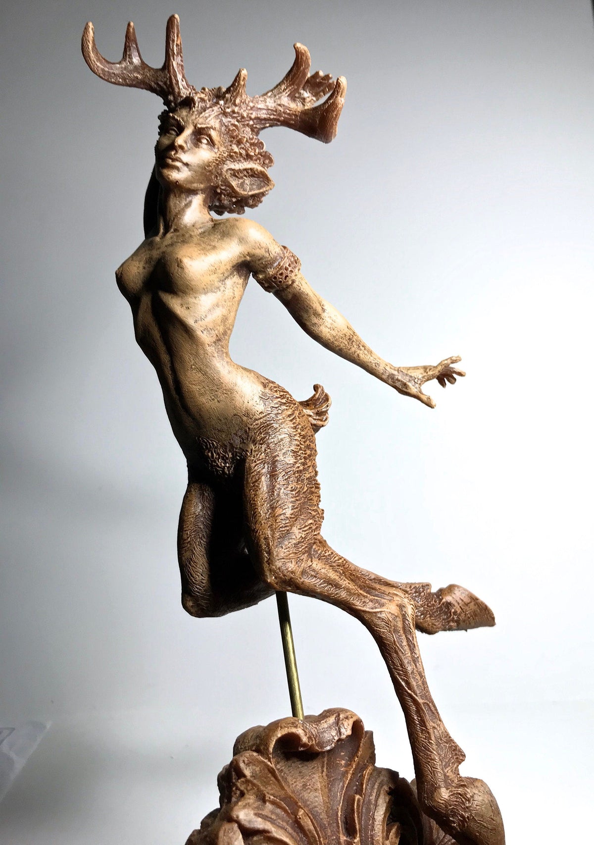 Faun Statue, Hand Painted Resin Sculpture | Mythical Forest Creature Figurine | Woodland Female Satyr Statue for Fantasy Art Decor - -