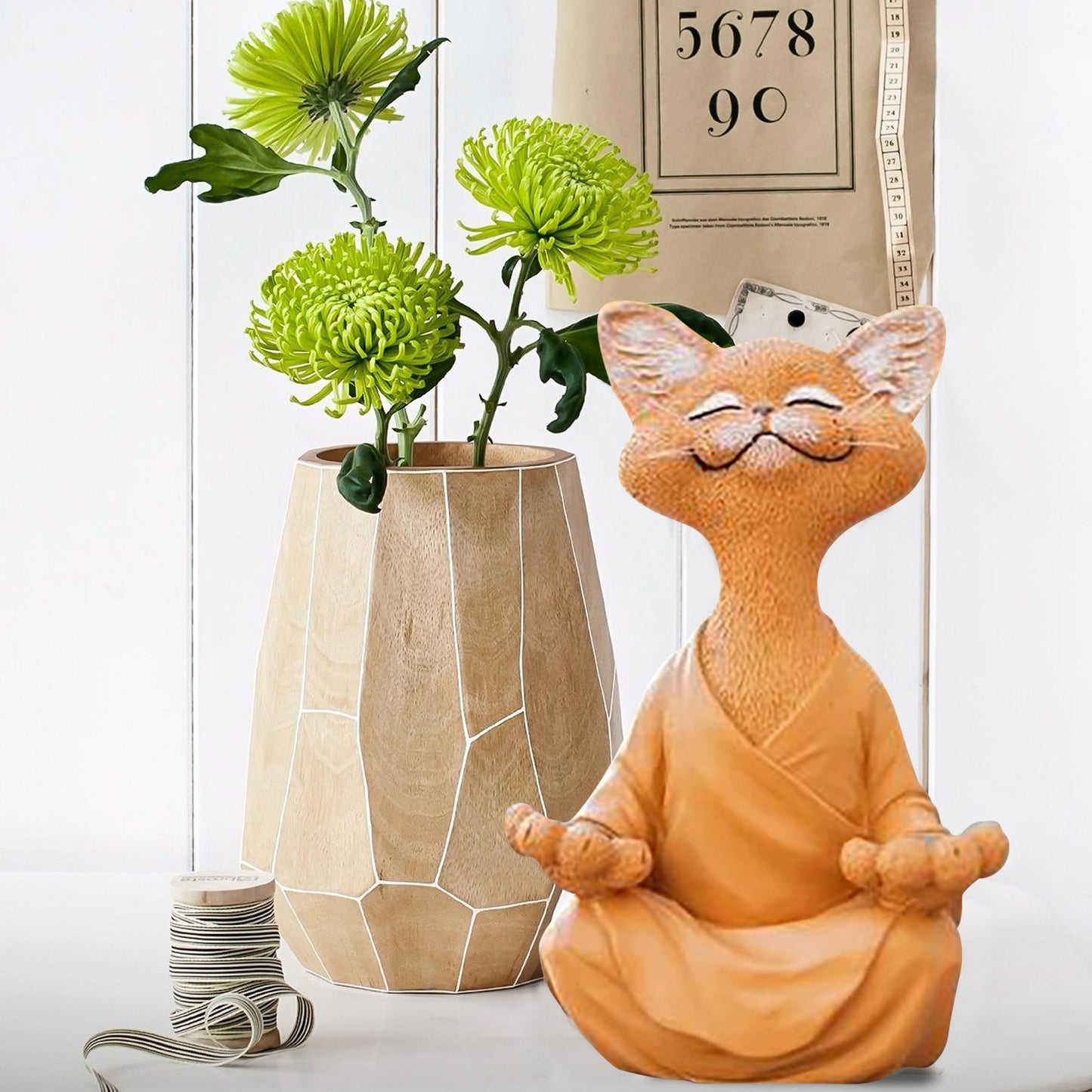 Zen Cat Buddha Statue - - statues