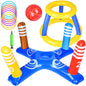 Inflatable Basketball Hoop for Pool Games Outdoors - A large yellow basketball stand Cross 8 plastic ring 1 red ball 1 small gas cylinder combination set - pool toy
