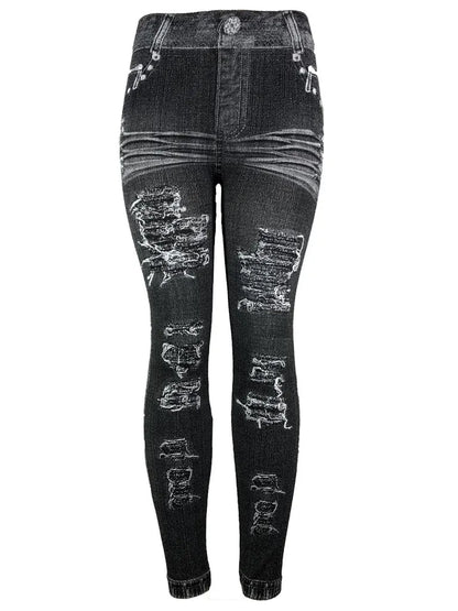 Ladies Floral Jeans light black