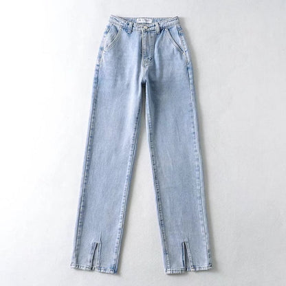 American Retro High-Waisted Jeans - Light Blue L - Women's Fashion - Women's Clothing - Bottoms - Jeans