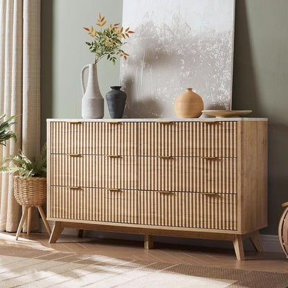 Natural Oak Dresser With Faux Marble Top Bedroom Furniture- ShipItFurniture- {{Product type}}