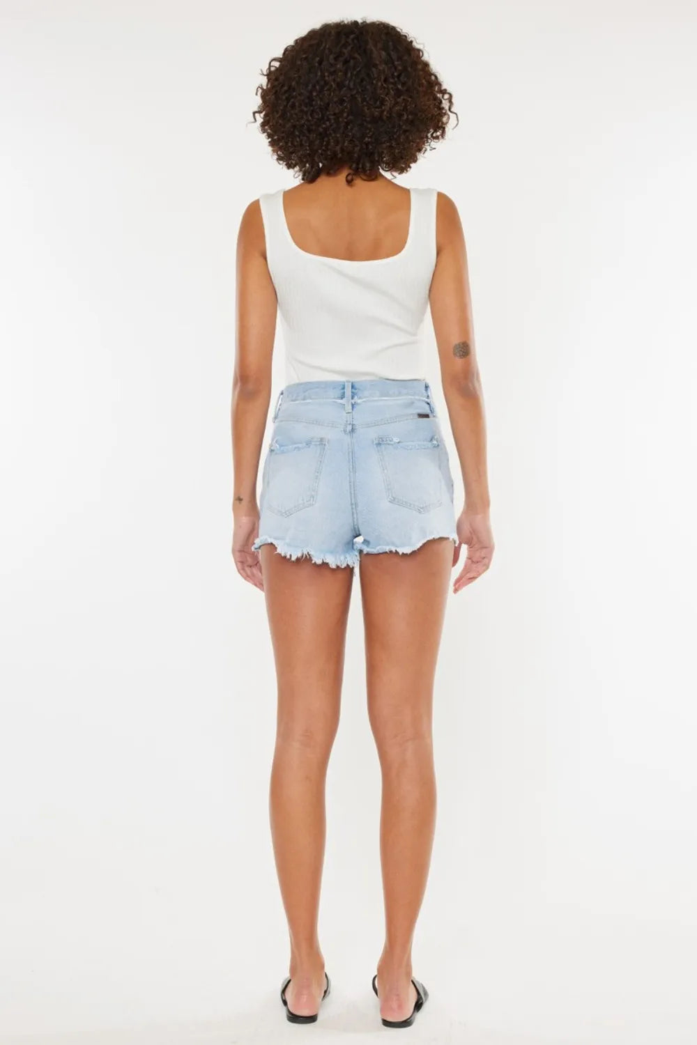 Kancan Distressed Button Fly Denim Shorts - -