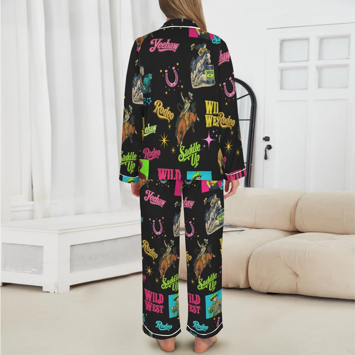 Baha Ranch The Last Round Up Satin Pajama Set - - Pajama Sets