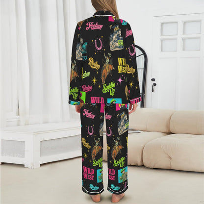 Baha Ranch The Last Round Up Satin Pajama Set - - Pajama Sets