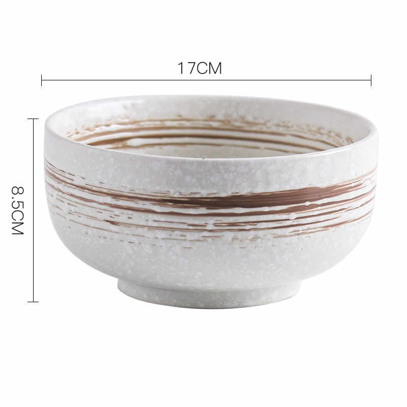 Creative Japanese Style Ceramic Noodle Bowl - Brush brown - bowls