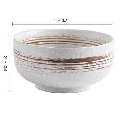 Creative Japanese Style Ceramic Noodle Bowl - Brush brown - bowls