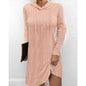 Solid Color Knitting Hoodie Knitted Dress for Women Pink