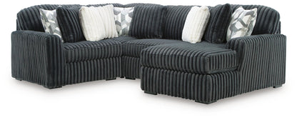 Midnight-Madness - Sectional - Dark Gray 4 Pc. Sectional With RAF Corner Chaise And Armless Chair - Stationary Sectionals