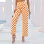 Women Double Crazy Checked Print Casual Pants L