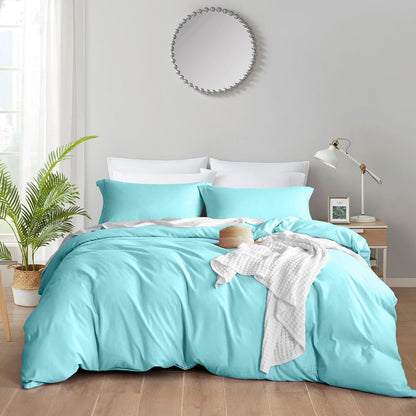Oceanmist Blue 3-Piece Cotton Duvet Set Full/Queen - - duvet set