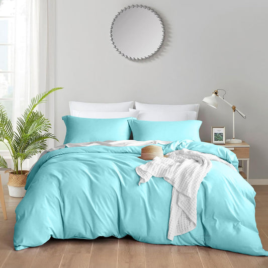 Oceanmist Blue 3-Piece Cotton Duvet Set Full/Queen - - duvet set
