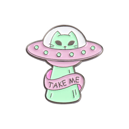 Cartoon Jewelry Alien Spaceship Brooch Accessory - A - pins