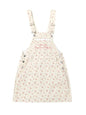 Floral Print Square Neck Overall Dress - Beige -