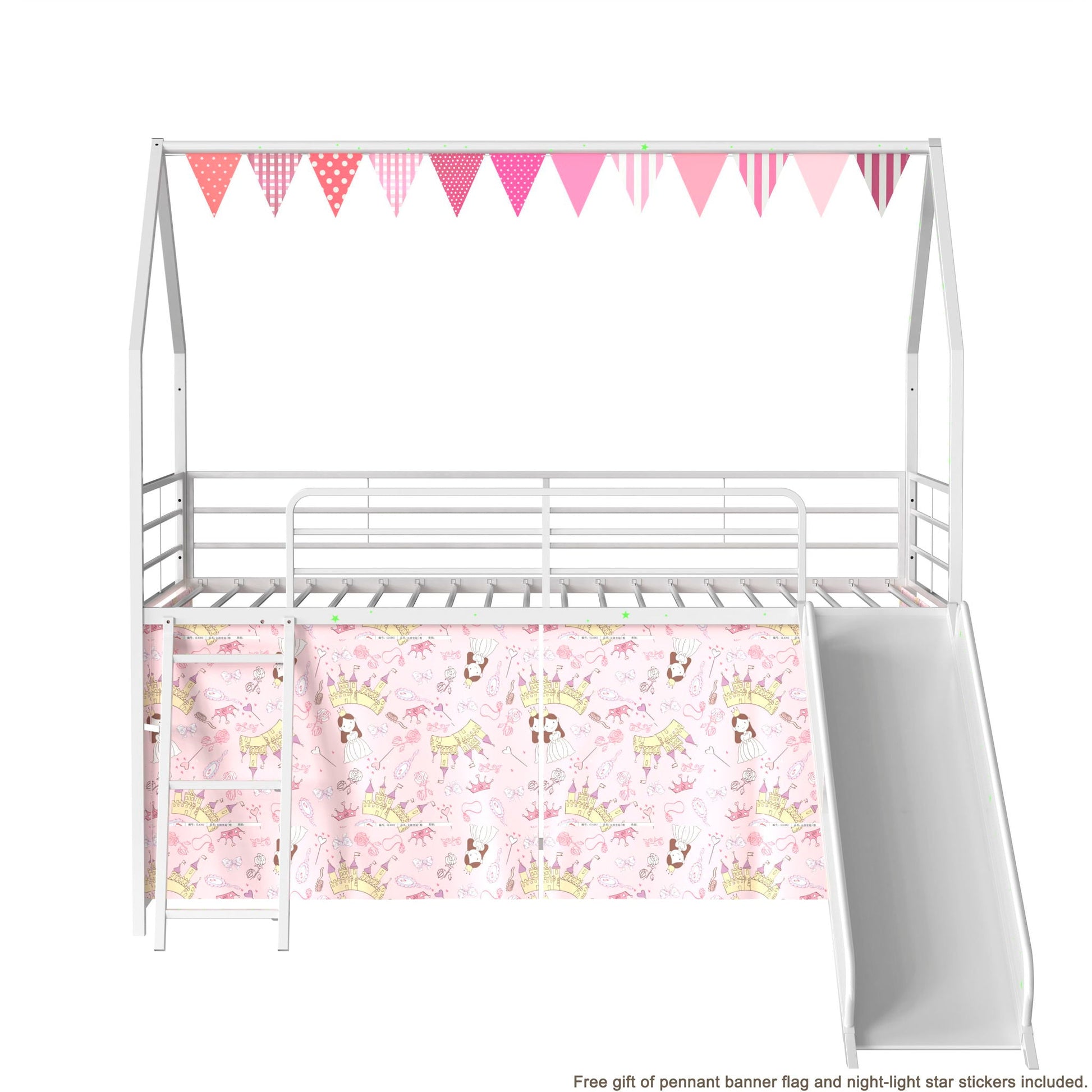 Jack - House Loft Bed With Slide And Curtain Set- HouseOfZazla- {{Product type}}