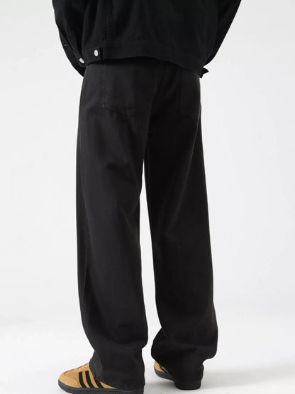 Men's Vintage Wash Wide Leg Jeans - Black -