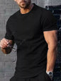Men's Plus Size Solid Color Casual T-Shirt - Black -
