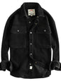 Men's Plus Size Corduroy Button Up Long Sleeve Jacket - Black -