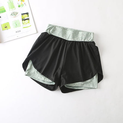 Quick-Drying High-Waist Sports Shorts - Dark Green L - shorts