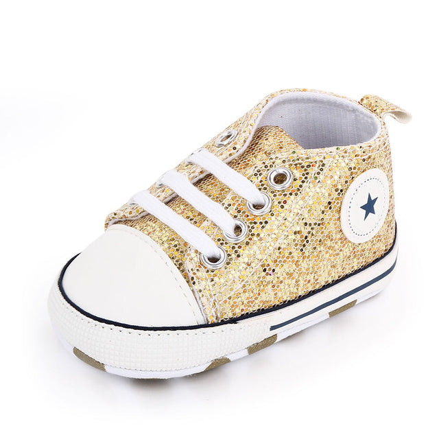 Fashionable Cute Canvas Shoes for Newborn Babies - Gold 11 cm - baby shoes