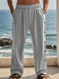 Men's Full Size Side Button Wide Leg Pants Plus Size - Gray -