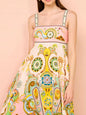 Paisley Print Square Neck Summer Dress - Multicolor -