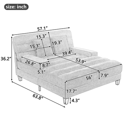 Chaise Bed Lounge Sofa Chair With Adjustable Backrest And LED Light Strip- Unique Piece Furniture- {{Product type}}