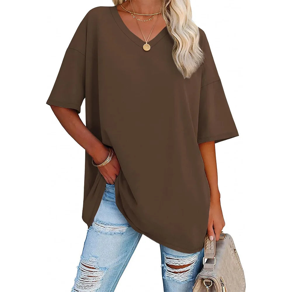 Solid Casual Loose Blouses Women's Shirt