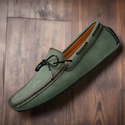 Large Fashionable Loafer Leather Soft Soled Green