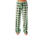 Women Solid Color Buffalo Plaid Pajama Pants Sleepwear With Pockets green white