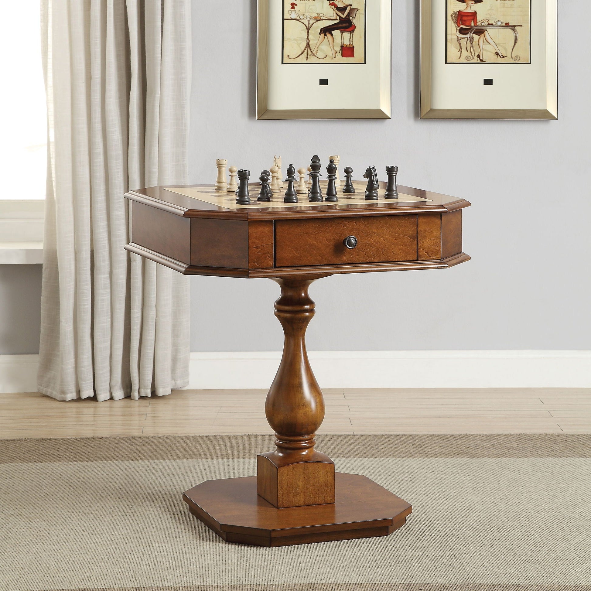 Bishop - Reversible Chess Checker Game Table With Game Tray (Chess Figures Not Included) - - Gaming Tables