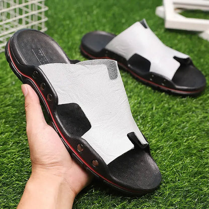 Crocodile Leather Shoes Men Slippers Summer Mens Slippers Sandals For Men White